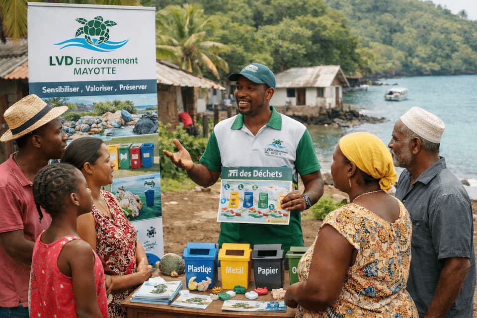 Médiation environnementale à Mayotte : sensibilisation au tri des déchets par LVD Environnement